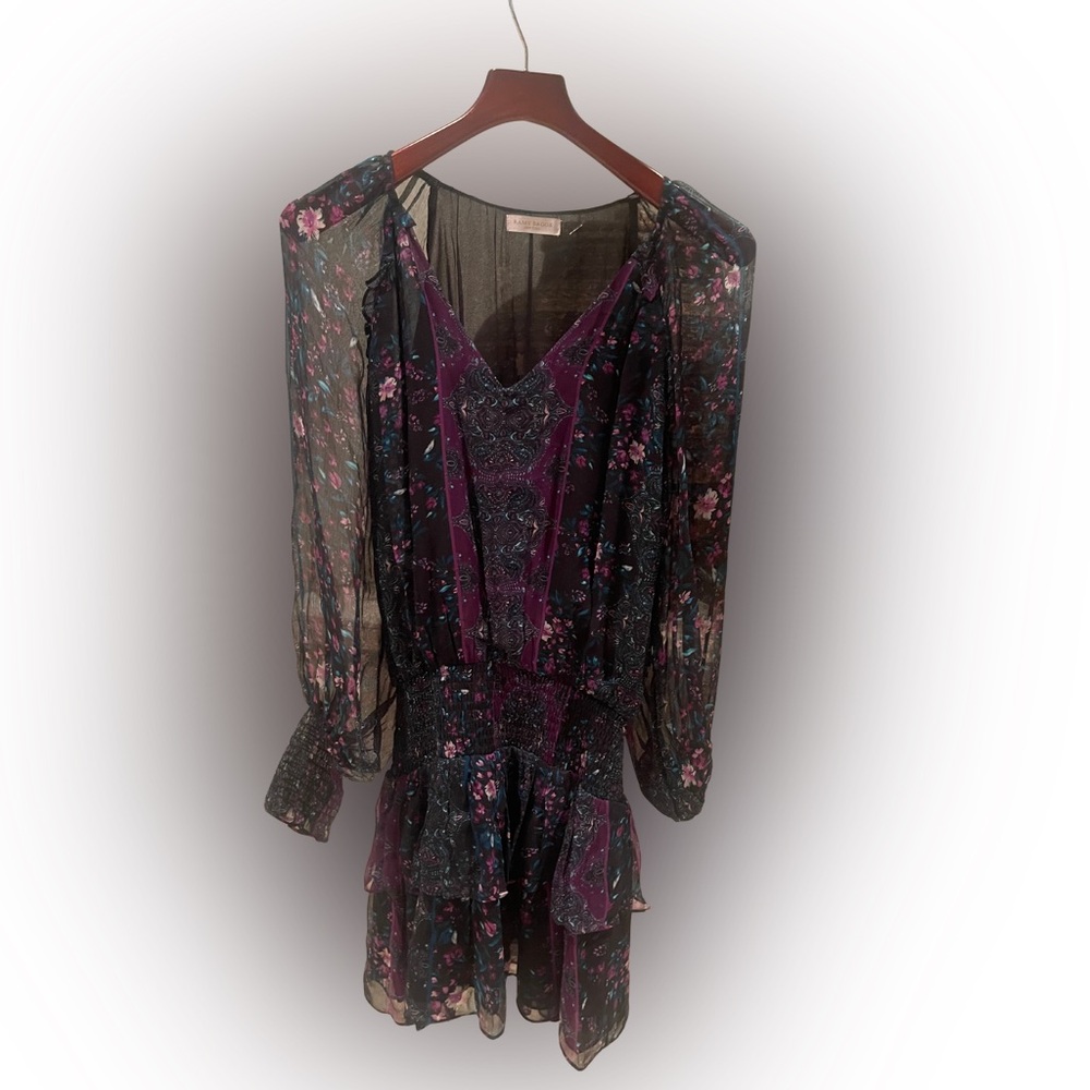 Ramy Brook Sheer Floral Smocked Mini Dress – Size S
